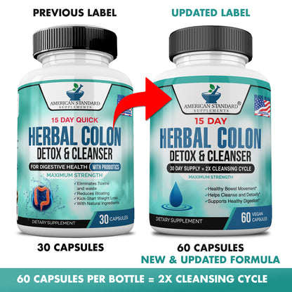 15 Day (2x) Herbal Colon Detox - American Standard Supplements