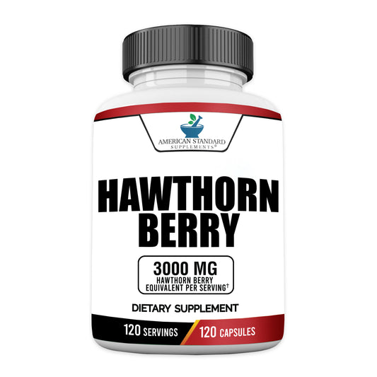 Hawthorn Berry 3000mg, Made With Organic Hawthorne Berry - 120 Veggie Caps - American Standard Supplements