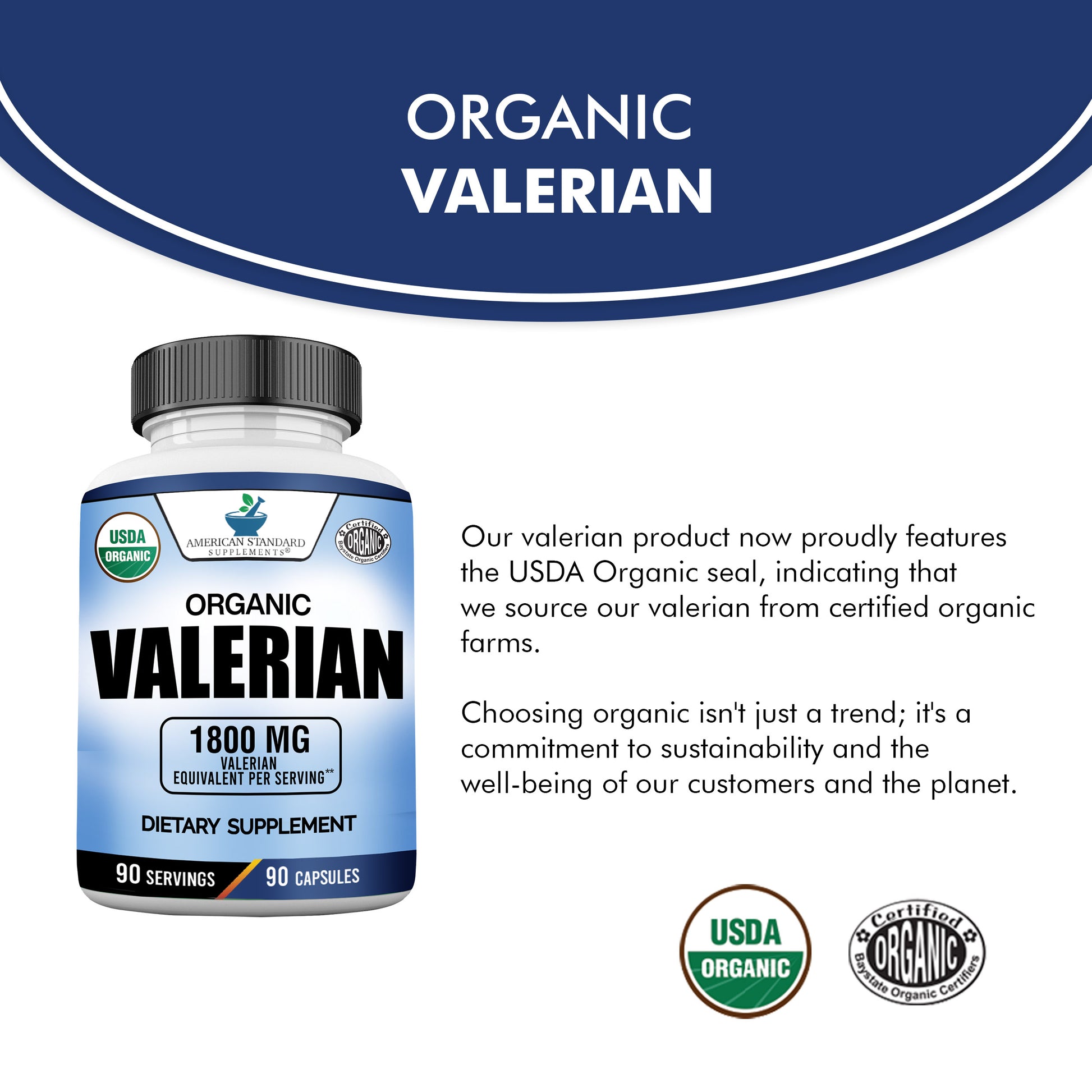 Organic Valerian Root 1800mg - American Standard Supplements
