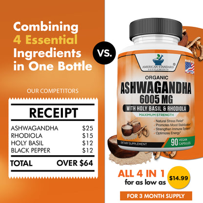 Organic Ashwagandha 6005mg - American Standard Supplements