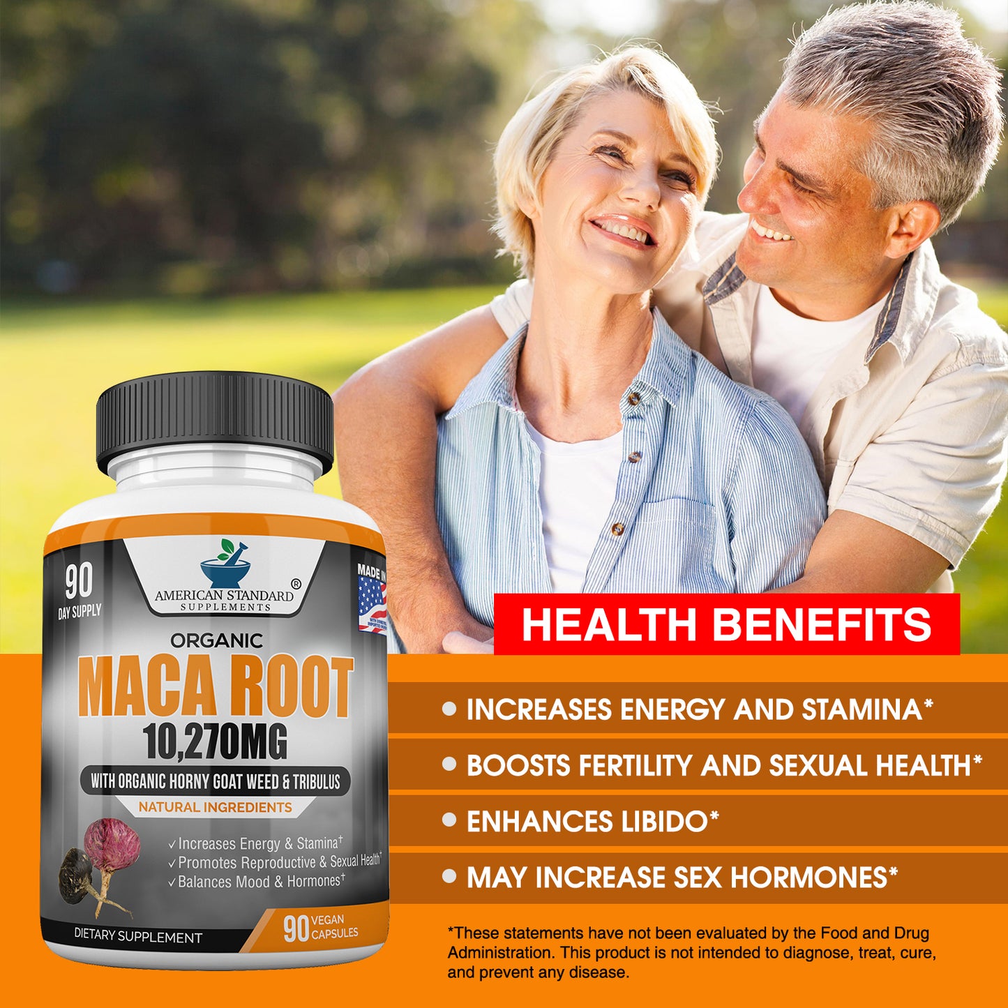 Organic Peruvian Maca Root with Horny Goat - American Standard Supplements