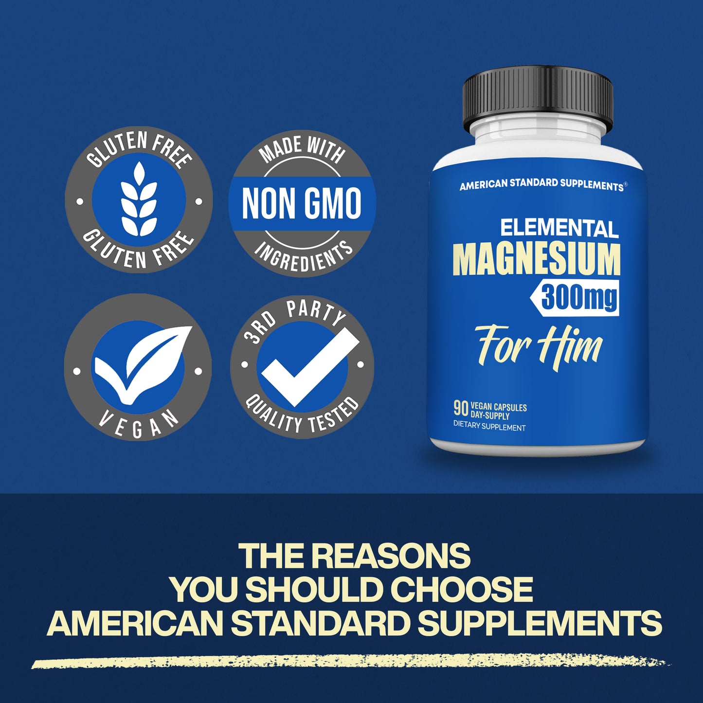 Magnesium Glycinate 300mg for Him - American Standard Supplements